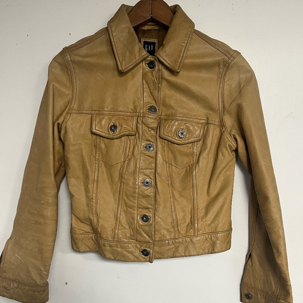 1990 Rare Gap leather tan jacket